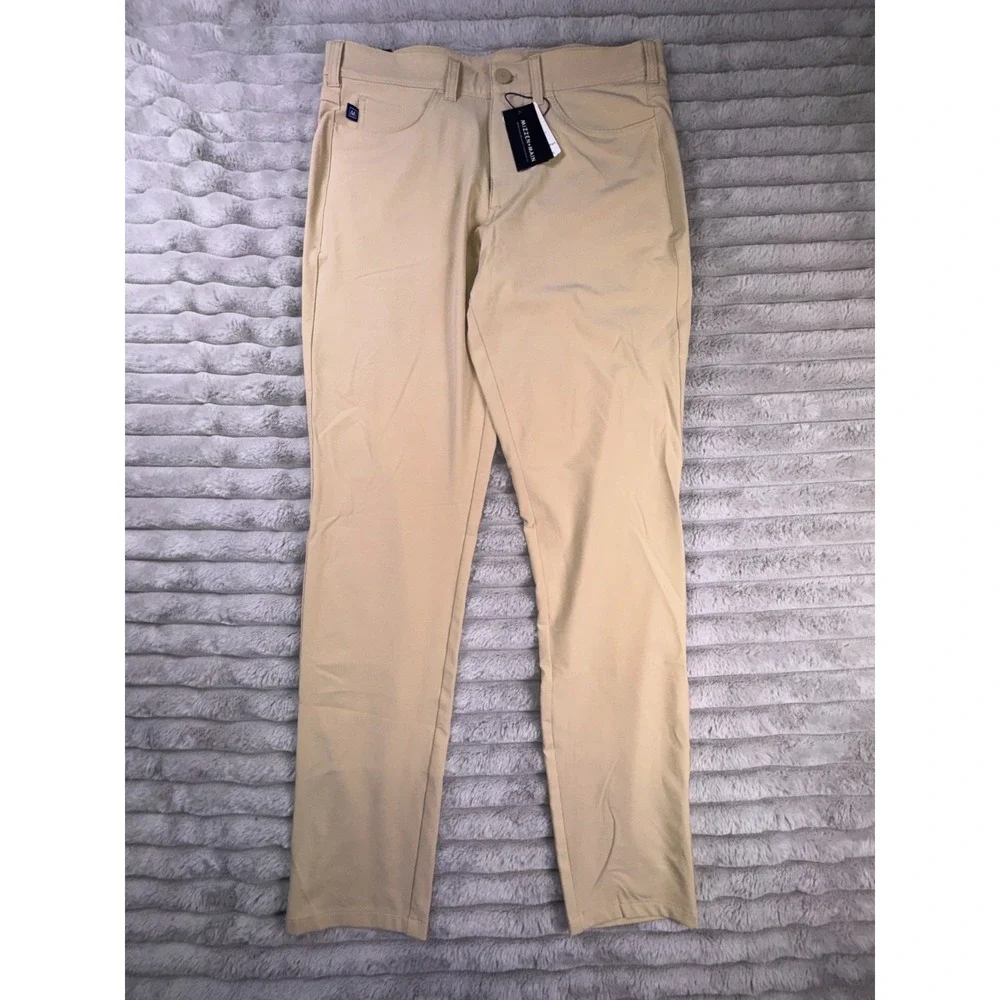 Mizzen+Main Helmsman Pants Mens 30x32 Chino Khaki Stretch Slim Fit Tapered‎ Leg